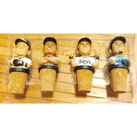 Set Of 4 Tampa Bay Rays 2008 Post Season Commemorative Wine Bottle Stopper NIB - Picture 1 of 10
